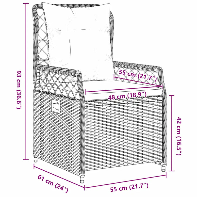 Garden Dining Set 3 pcs Grey Poly Rattan