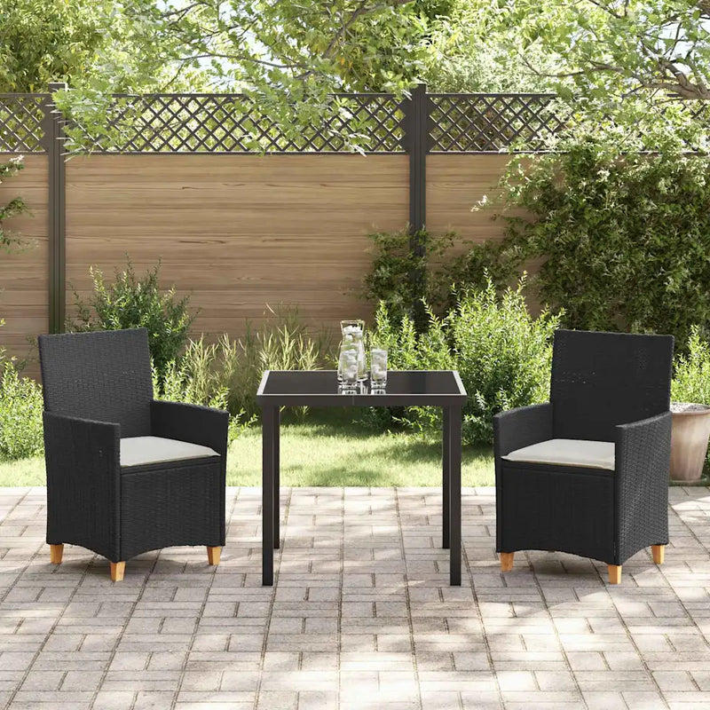 Garden Dining Set 3 pcs Black Poly Rattan