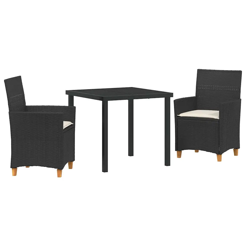 Garden Dining Set 3 pcs Black Poly Rattan