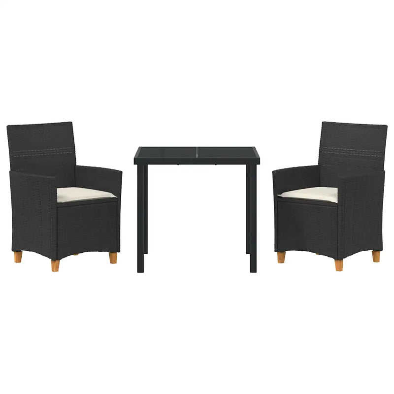 Garden Dining Set 3 pcs Black Poly Rattan