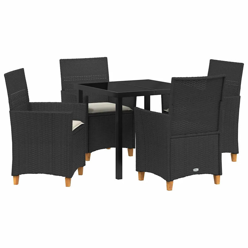Garden Dining Set 5 pcs Black Poly Rattan
