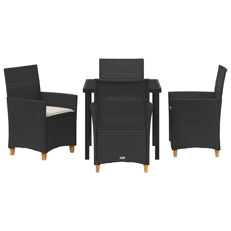 Garden Dining Set 5 pcs Black Poly Rattan