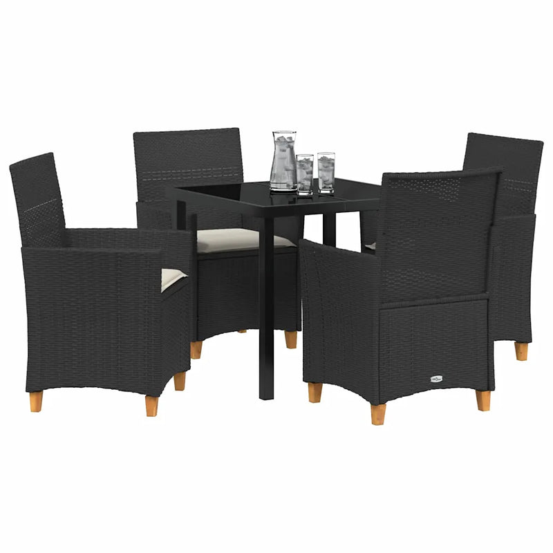 Garden Dining Set 5 pcs Black Poly Rattan