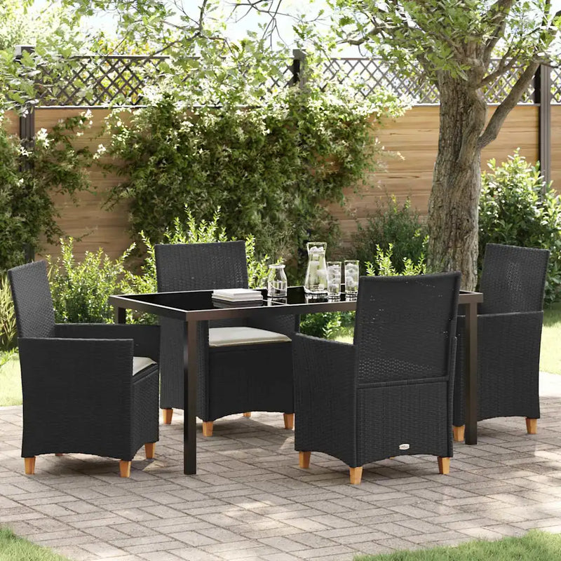 Garden Dining Set 5 pcs Black Poly Rattan