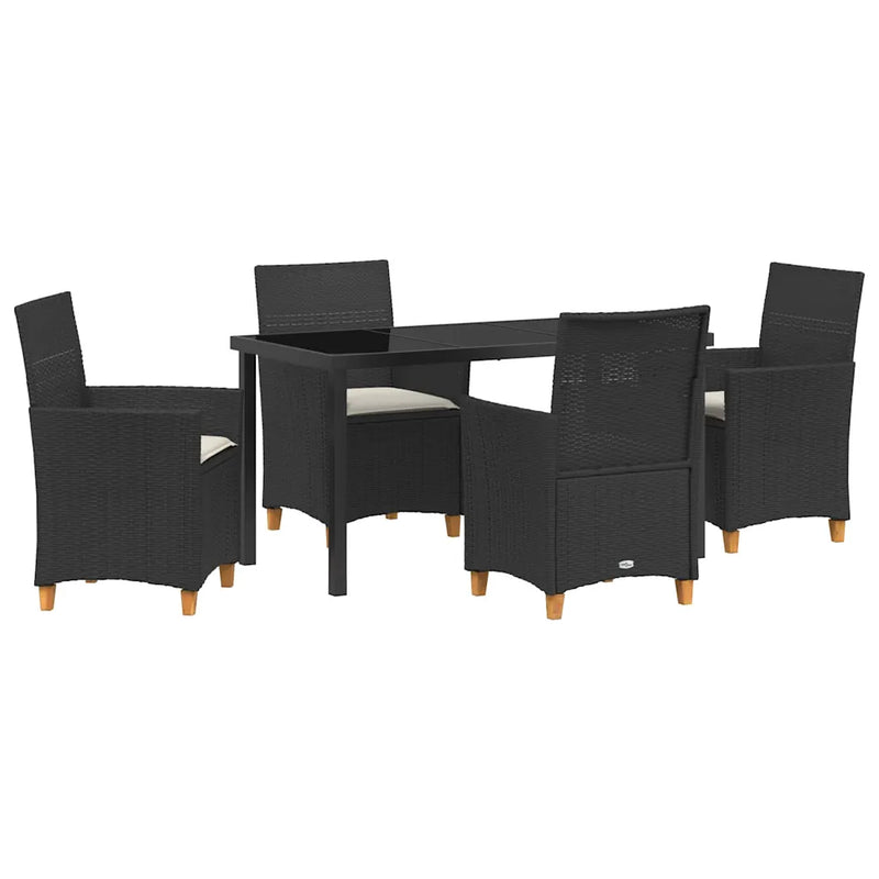 Garden Dining Set 5 pcs Black Poly Rattan