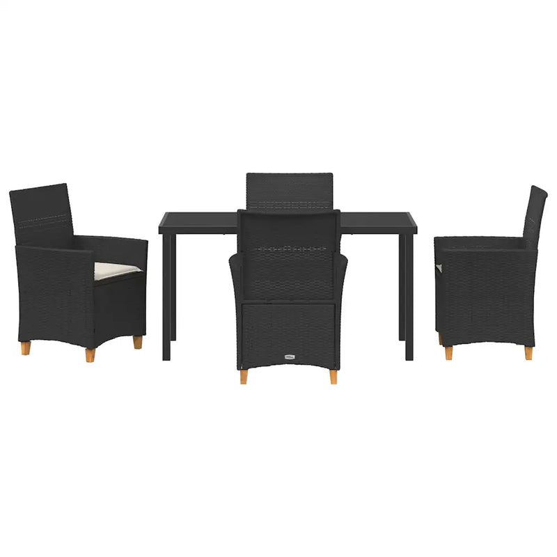 Garden Dining Set 5 pcs Black Poly Rattan