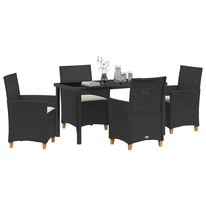 Garden Dining Set 5 pcs Black Poly Rattan