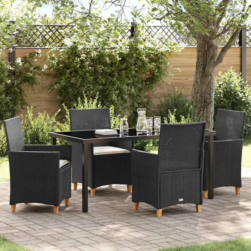 Garden Dining Set 5 pcs Black Poly Rattan