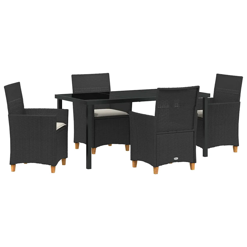 Garden Dining Set 5 pcs Black Poly Rattan