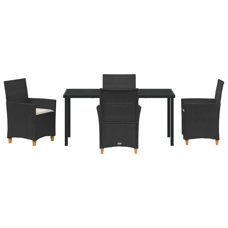 Garden Dining Set 5 pcs Black Poly Rattan