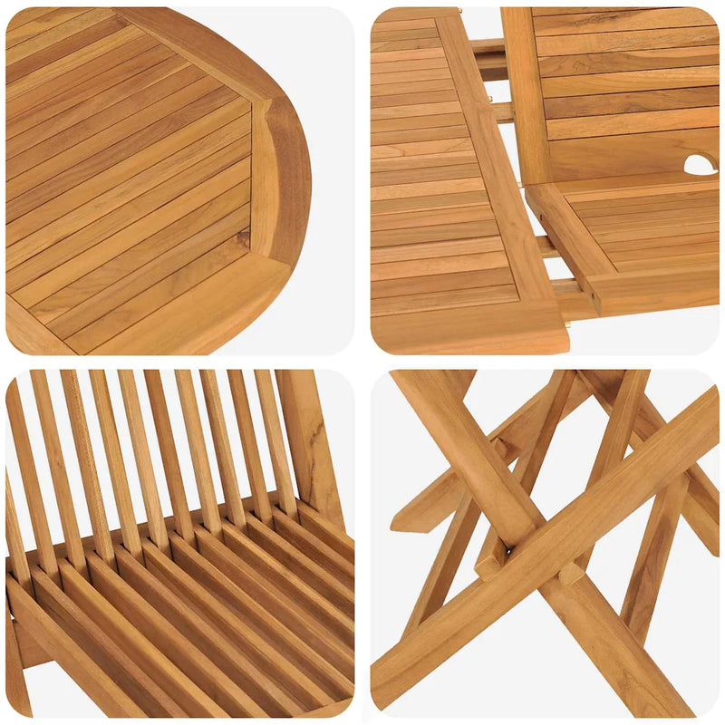 Garden Dining Set 7 pcs Brown Solid Teak Wood