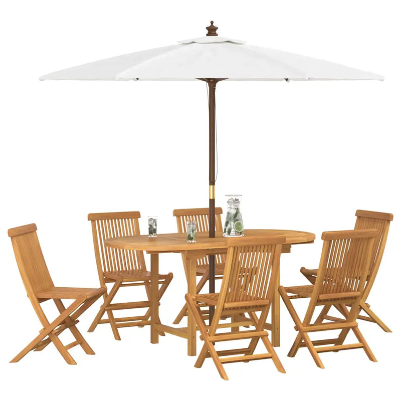 Garden Dining Set 7 pcs Brown Solid Teak Wood