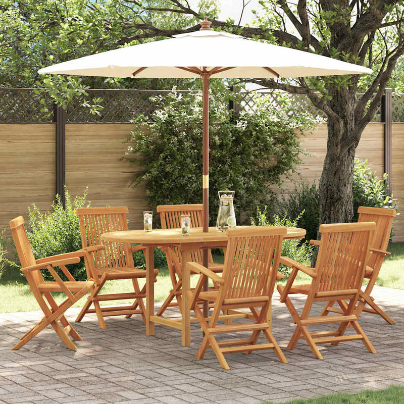 vidaXL Garden Dining Set 7 pcs Brown Solid Teak Wood