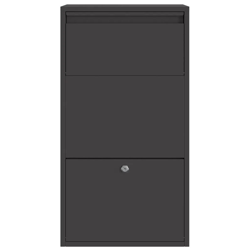 Parcel Drop Box with Storage Black 44 x 22 x 82 cm Steel