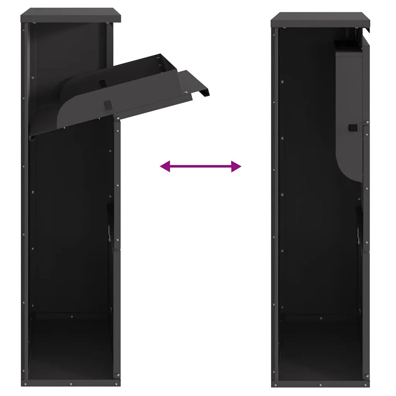 Parcel Drop Box with Storage Black 44 x 22 x 82 cm Steel