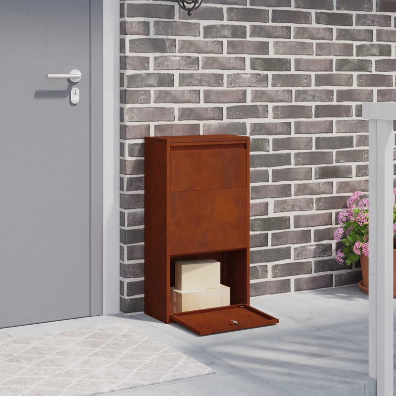 Parcel Drop Box Rusty 44 x 22 x 82 cm Weathering Steel