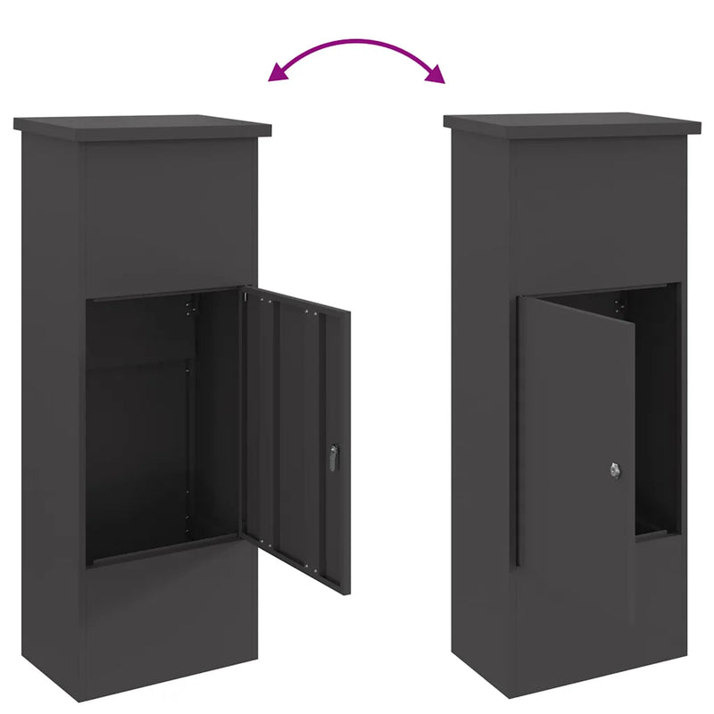 Parcel Drop Box with Storage Black 44,5 x 29 x 110,5 cm Steel