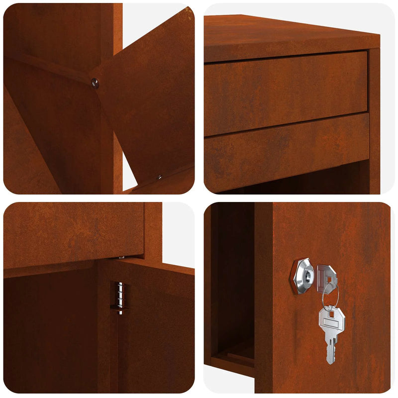Parcel Drop Box Rusty 41 x 38 x 103 cm Weathering Steel