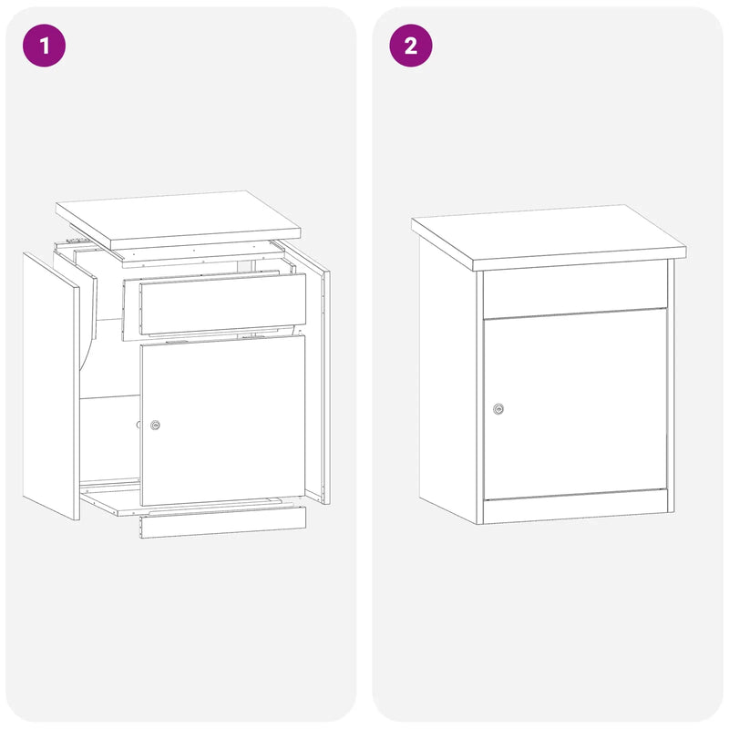 Parcel Drop Box with Storage Black 47.5 x 38 x 59 cm Steel