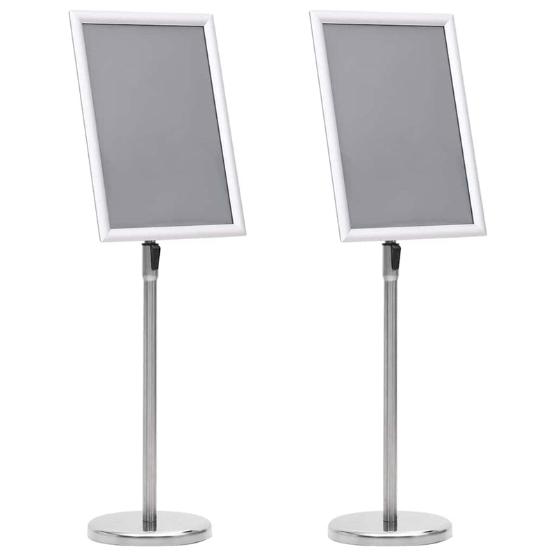 vidaXL Poster Stands 2 pcs Silver 32.7 x 24 x 108 cm Aluminium