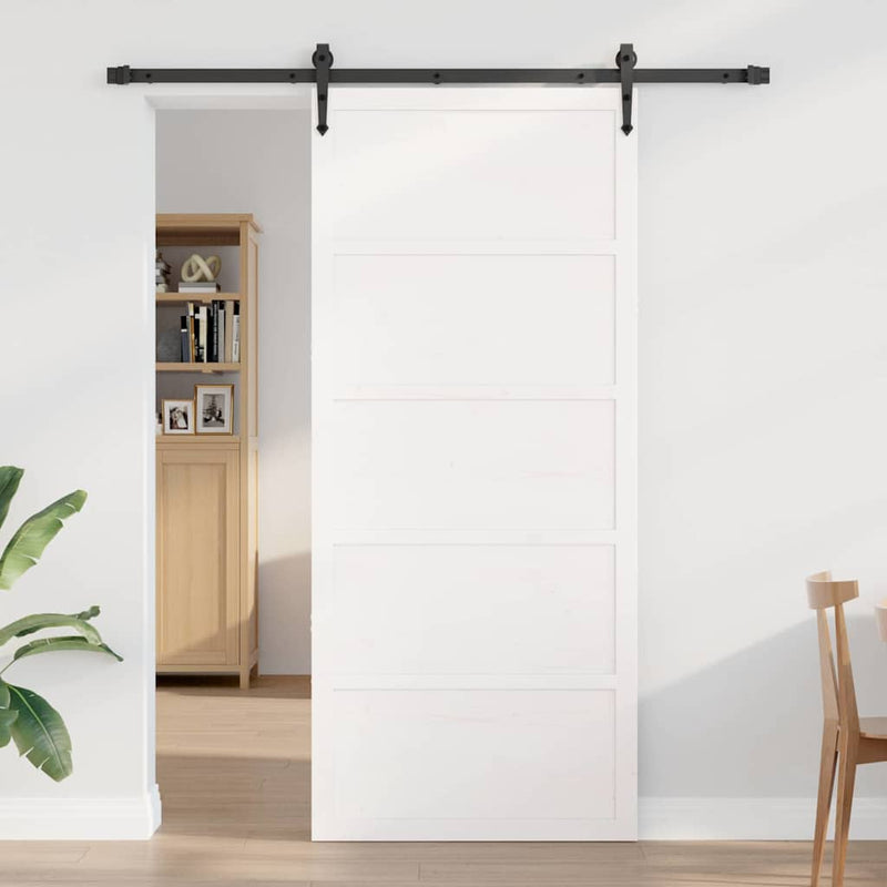 vidaXL Barn Door White 100 x 208 cm Solid Pine wood