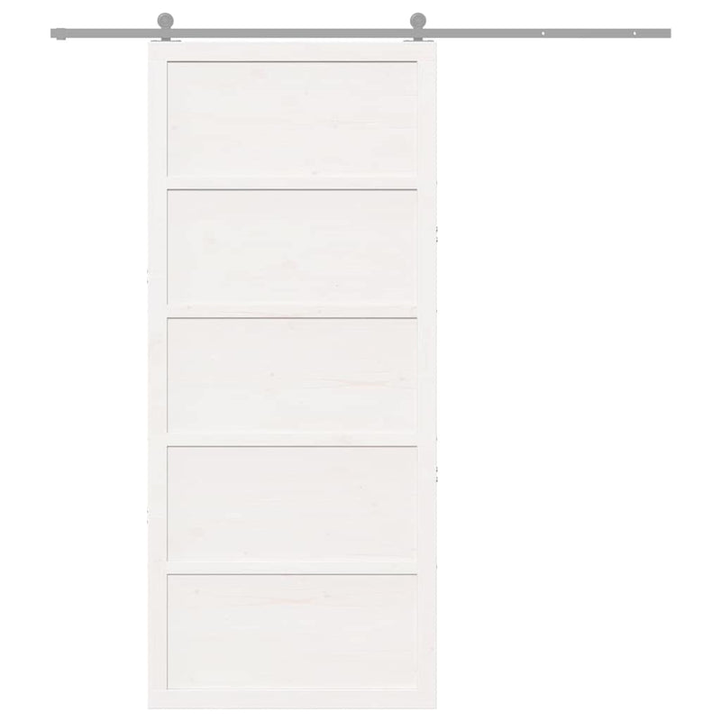 vidaXL Barn Door White 100 x 208 cm Solid Pine wood