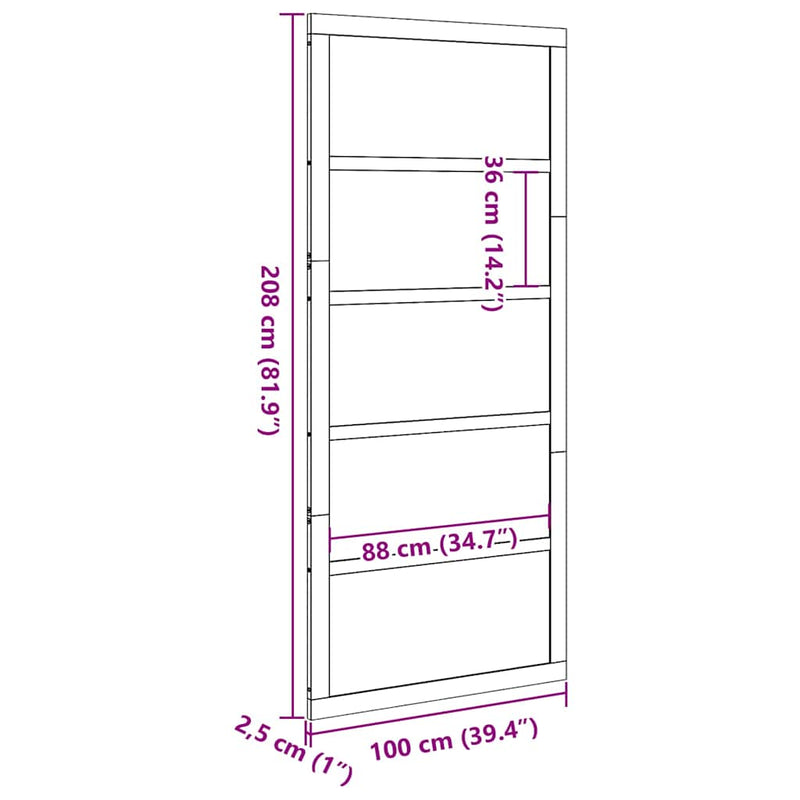 vidaXL Barn Door White 100 x 208 cm Solid Pine wood