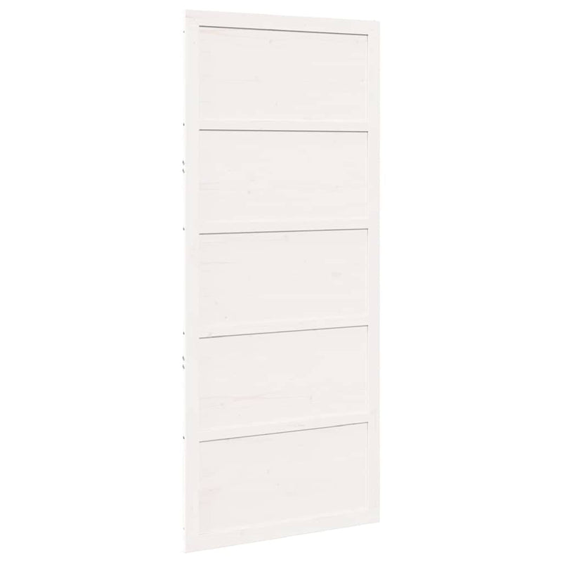 vidaXL Barn Door White 90 x 208 cm Solid Pine wood