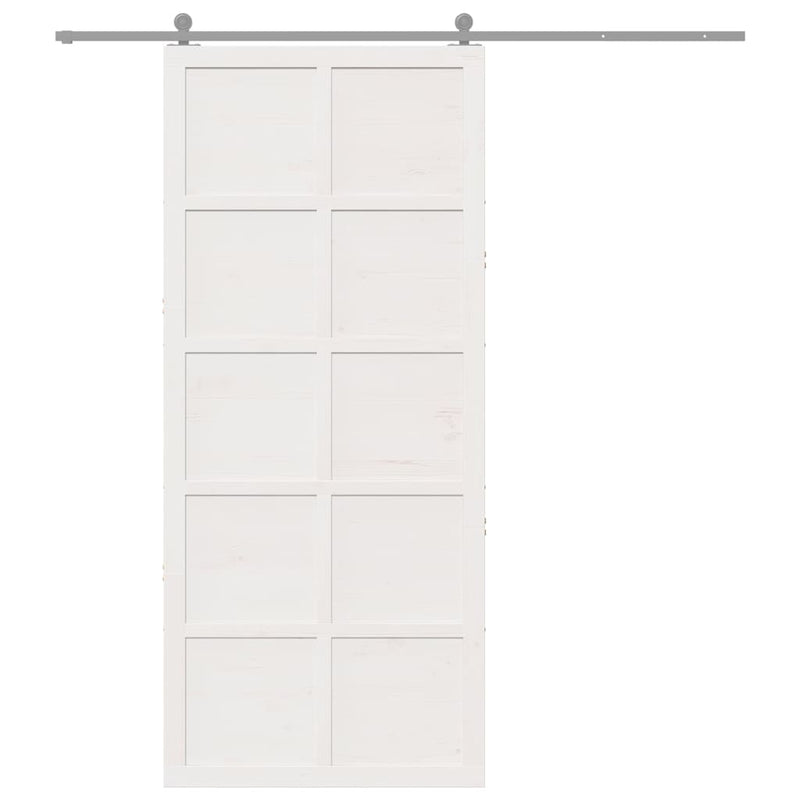 vidaXL Barn Door White 100 x 210 cm Solid pine wood