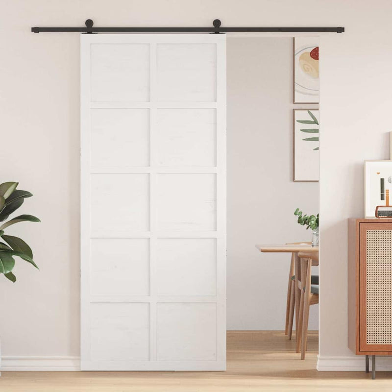 vidaXL Barn Door White 90 x 210 cm Solid pine wood