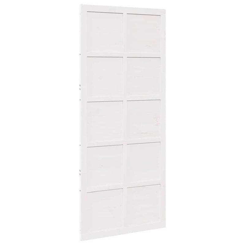vidaXL Barn Door White 90 x 210 cm Solid pine wood