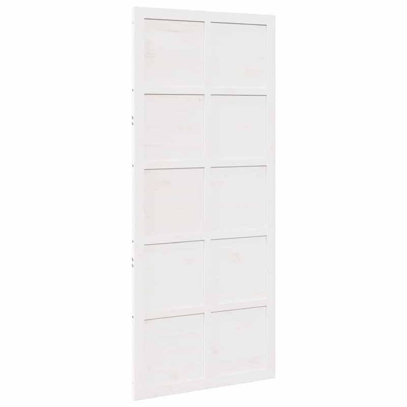 vidaXL Barn Door White 90 x 210 cm Solid pine wood