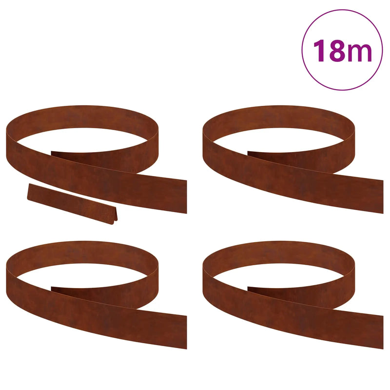 Lawn Edging 4 pcs 450 x 10 cm Weathering Steel Rusty