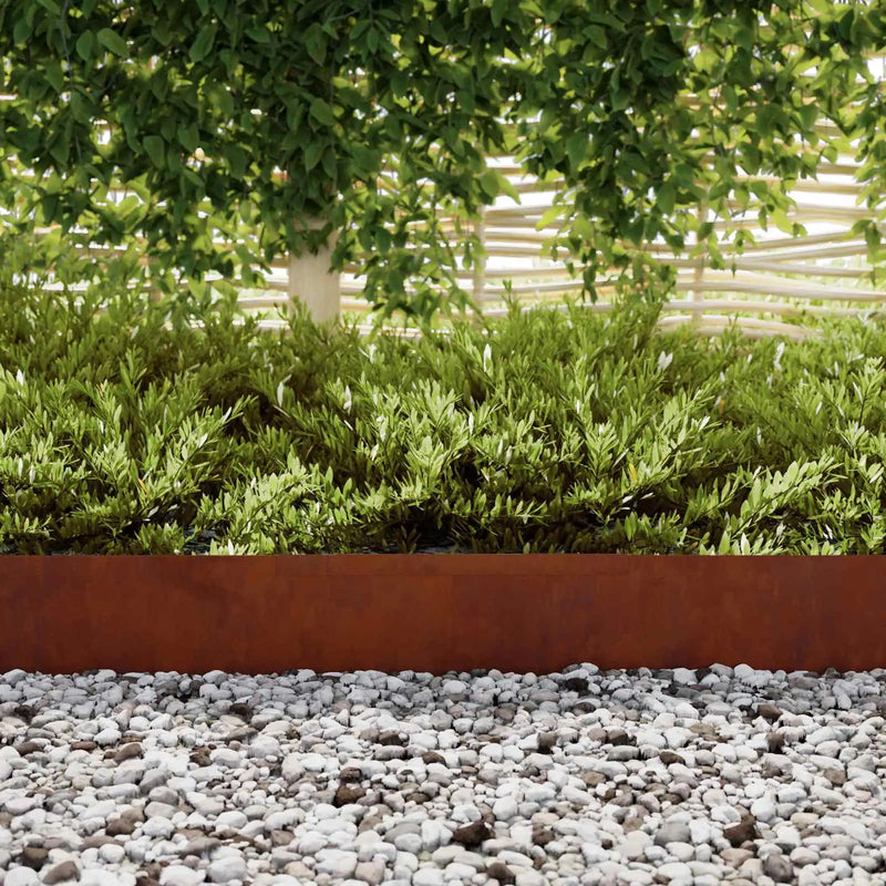 Lawn Edging 4 pcs Rusty 450 x 0.05 x 15 cm Weathering Steel