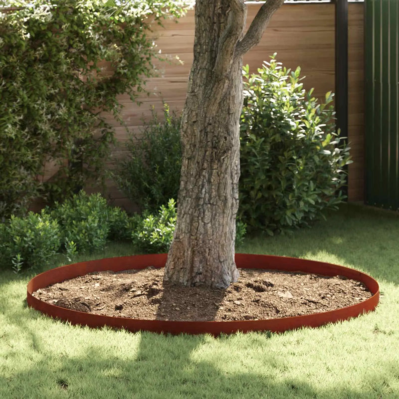 Lawn Edging 4 pcs Rusty 450 x 0.05 x 15 cm Weathering Steel