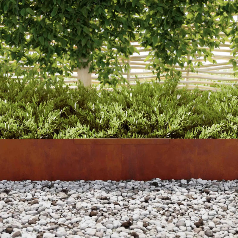 Lawn Edging 4 pcs 450 x 25 cm Weathering Steel Rusty