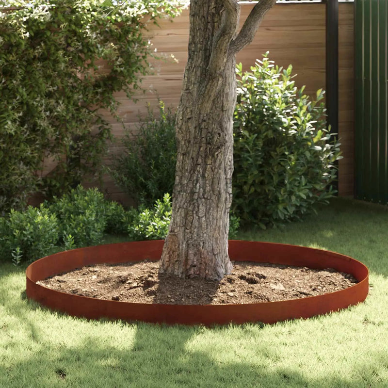 Lawn Edging 4 pcs 450 x 25 cm Weathering Steel Rusty