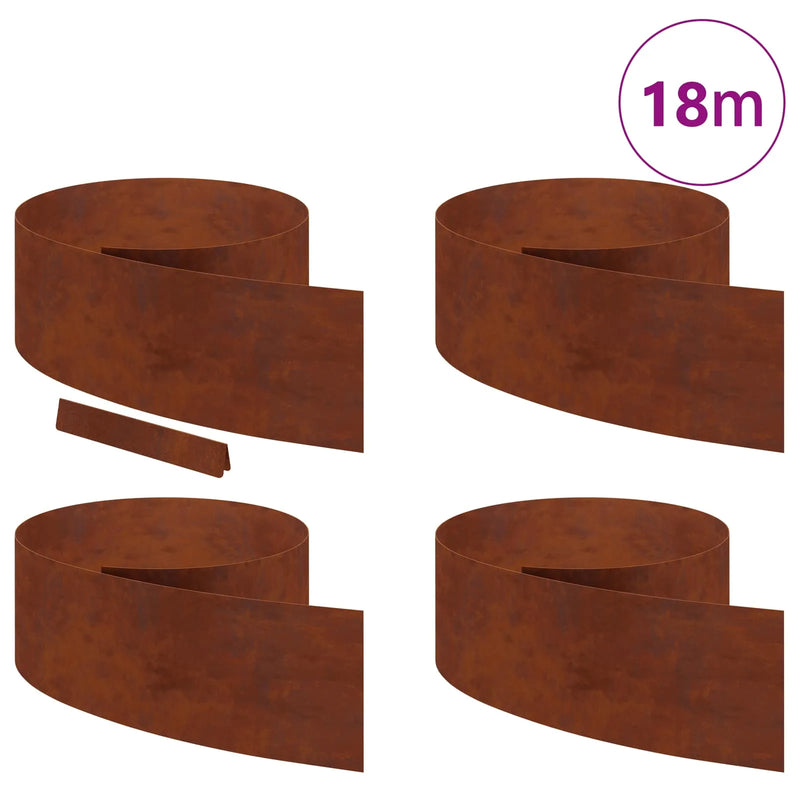 Lawn Edging 4 pcs 450 x 25 cm Weathering Steel Rusty