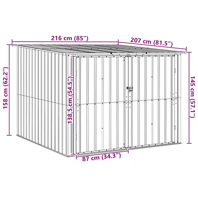 Bike Shed 3 pcs Anthracite 216 x 207 x 158 cm Metal