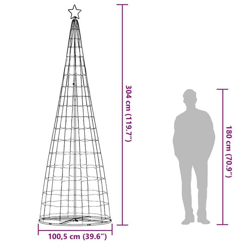 vidaXL LED Christmas Tree Cool White 100.5 x 100.5 x 304 cm Iron
