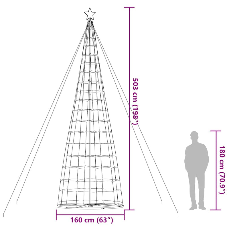 vidaXL LED Christmas Tree Warm White 160 x 160 x 503 cm Iron
