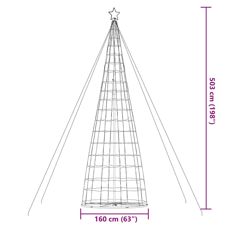 vidaXL LED Christmas Tree Warm White 160 x 160 x 503 cm Iron