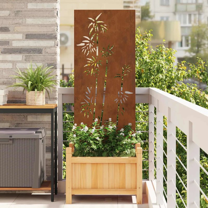 Garden Privacy Screen Floral Rusty 50 x 140 cm Weathering Steel