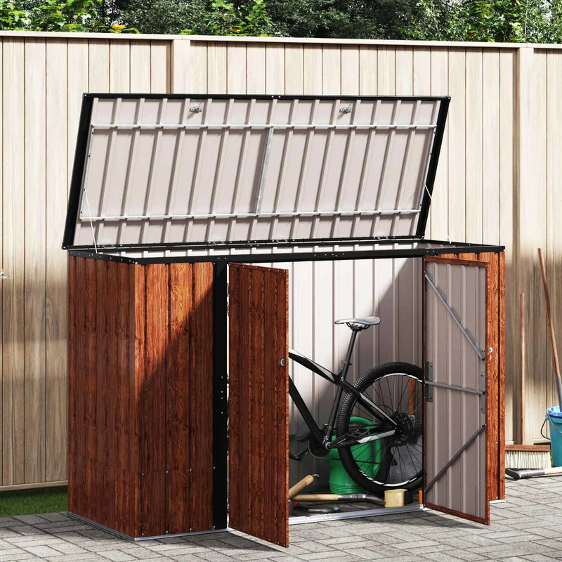 Garden Storage Box Brown 214 x 82 x 132 cm Steel