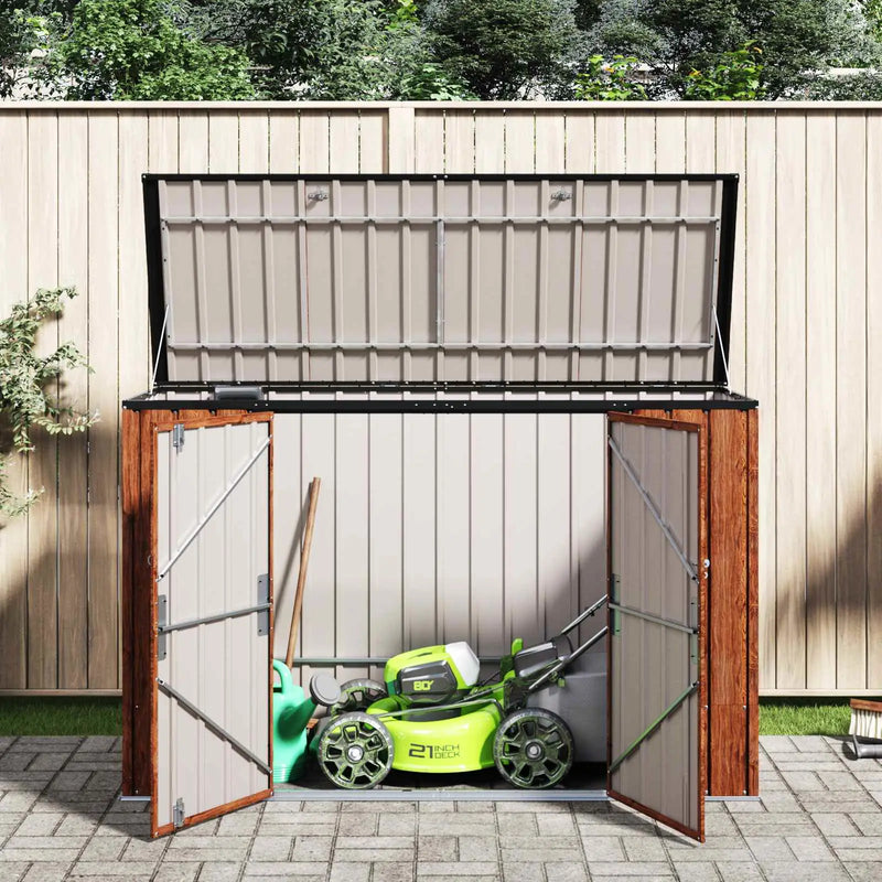 Garden Storage Box Brown 214 x 82 x 132 cm Steel