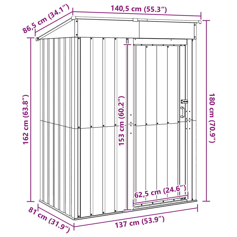 Garden Sheds Brown 137 x 81 x 180 cm Metal