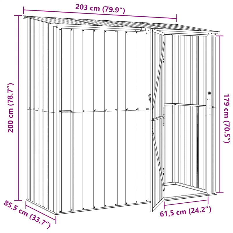 Garden Sheds Anthracite 203 x 85.5 x 200 cm Metal