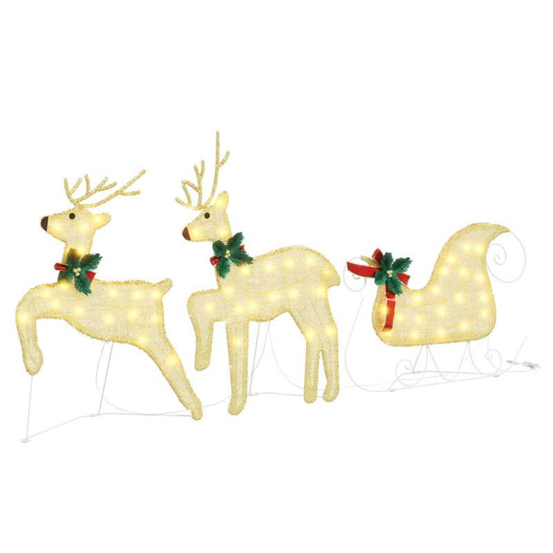 vidaXL LED Reindeers 7 pcs Gold Fabric