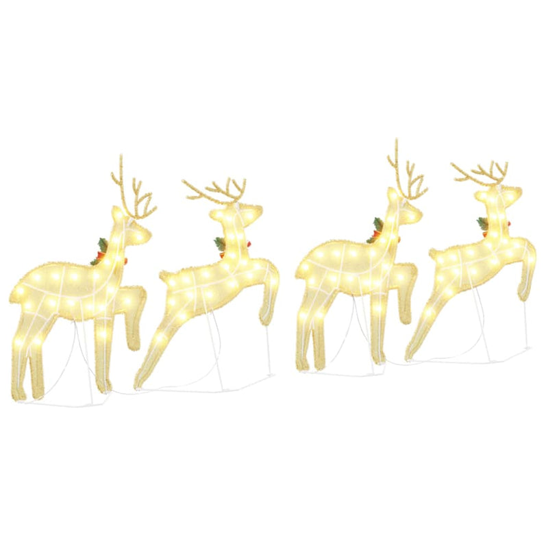 vidaXL LED Reindeers 4 pcs Gold Fabric
