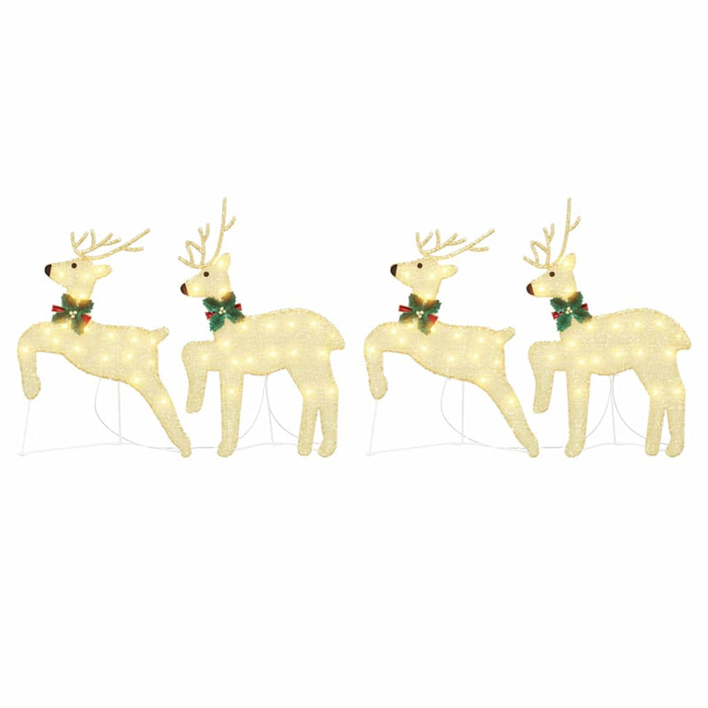 vidaXL LED Reindeers 4 pcs Gold Fabric